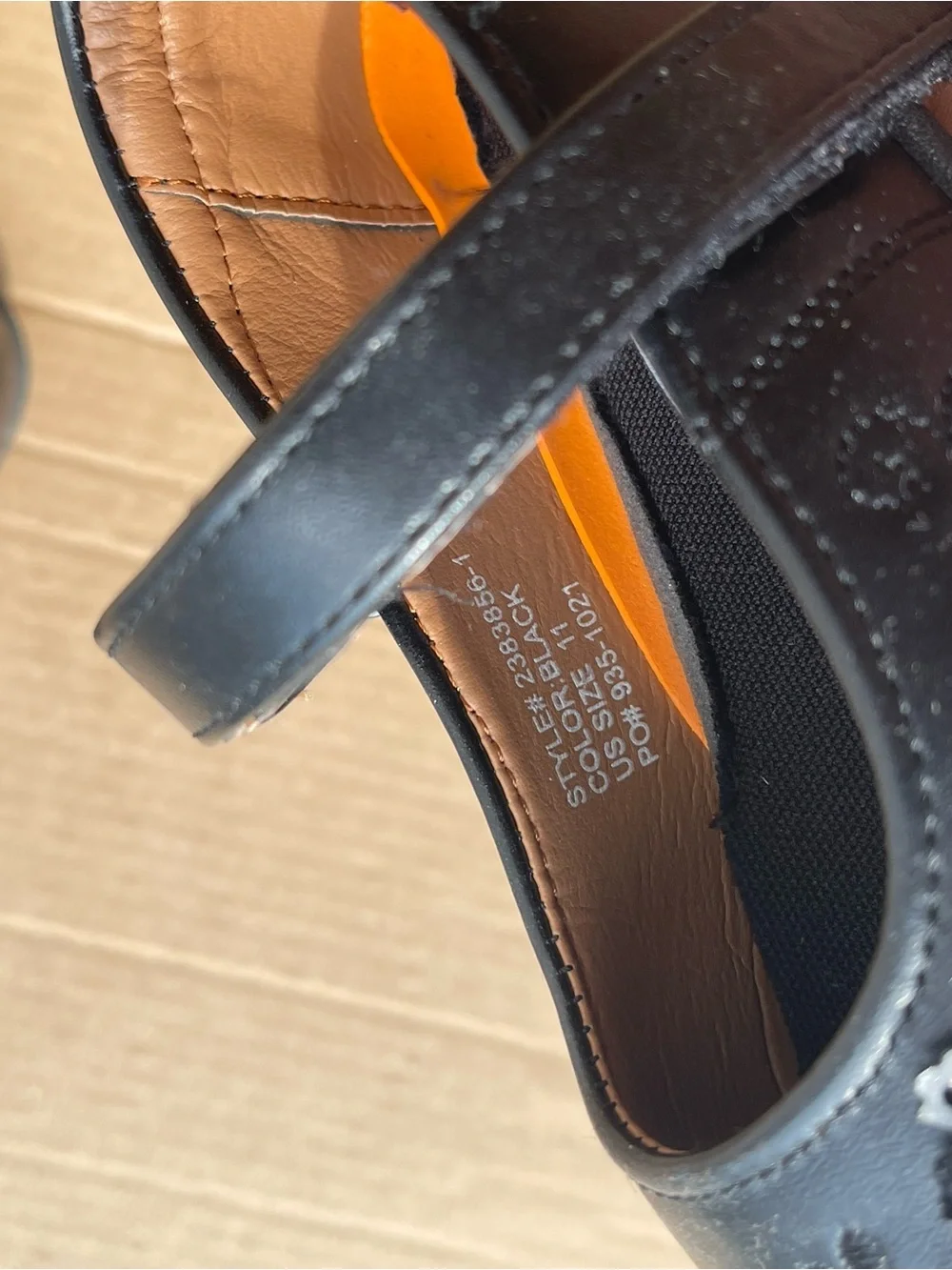 Angels New York Girls Black Mary Jane Dress Shoes with Floral Stitching Size 11